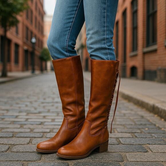 Women's ETC Knee‎ High Boots Tie In Back Size 7/8M